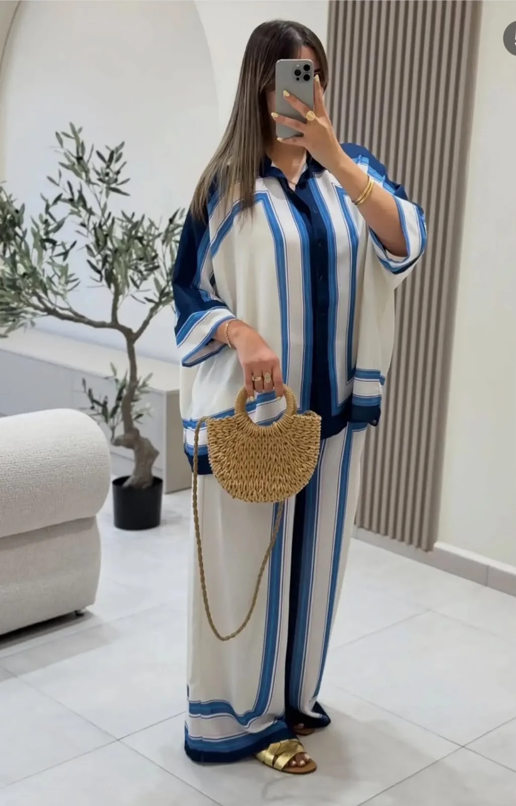 Ensemble Chic Imprimé Bleu