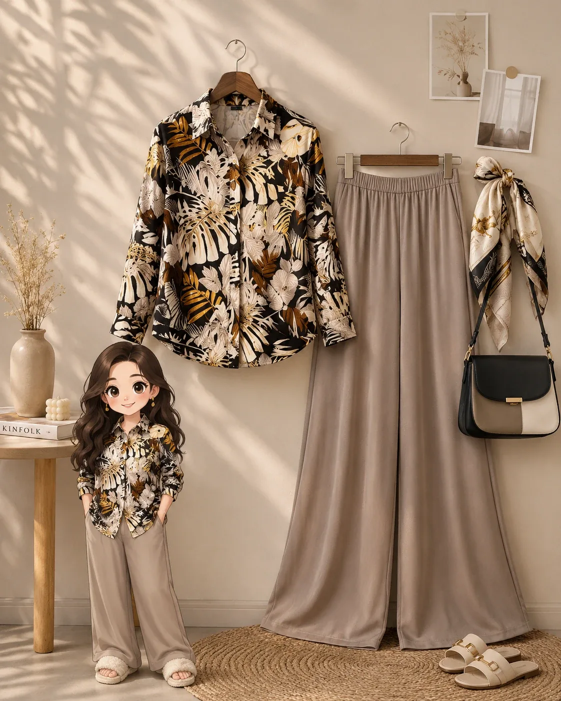 Ensemble Fleuri Chemise & Pantalon