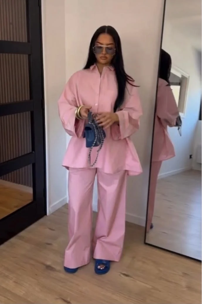 Ensemble oversize popline rose